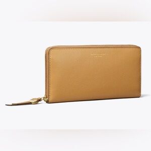 NWT Tory Burch Romy Leather Zip Around Continental Wallet Tiramisu Tan